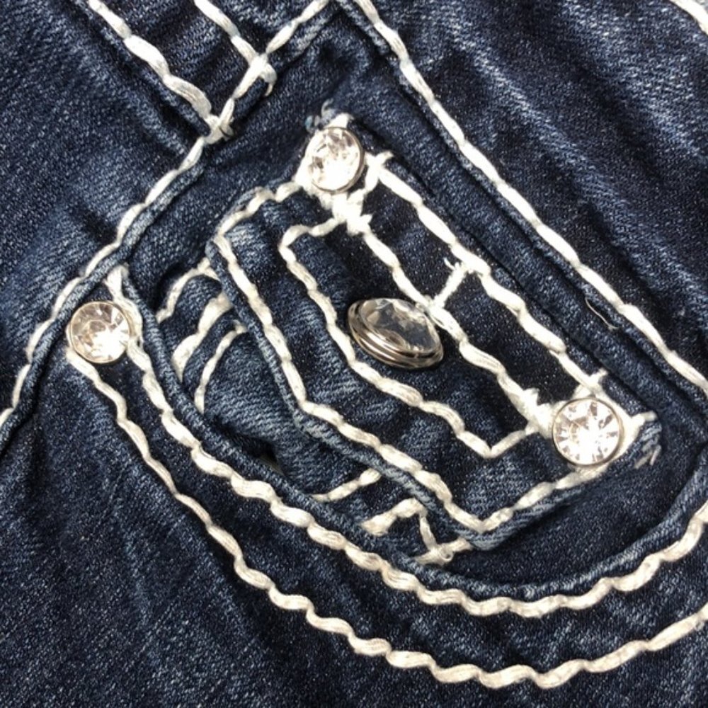 VINTAGE L.A. IDOL DENIM CAPRIS 29x21 CRYSTALS ๐ - Picture 3 of 11